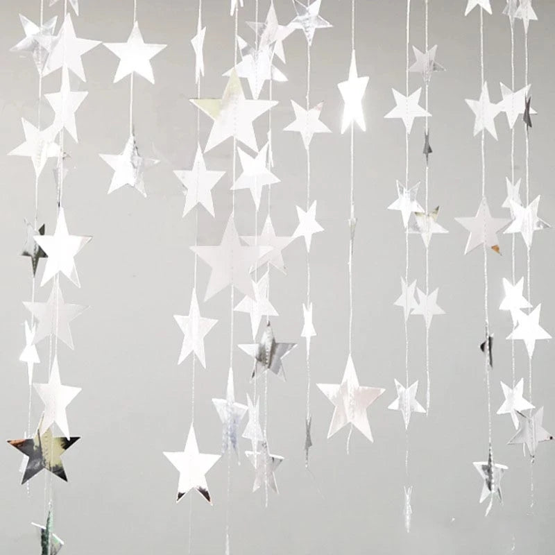 4M Paper Star Round Garland Banner Adult Birthday Party Decorations Kids Boy Girl Baby Shower Hanging Curtain DIY Wedding Decor