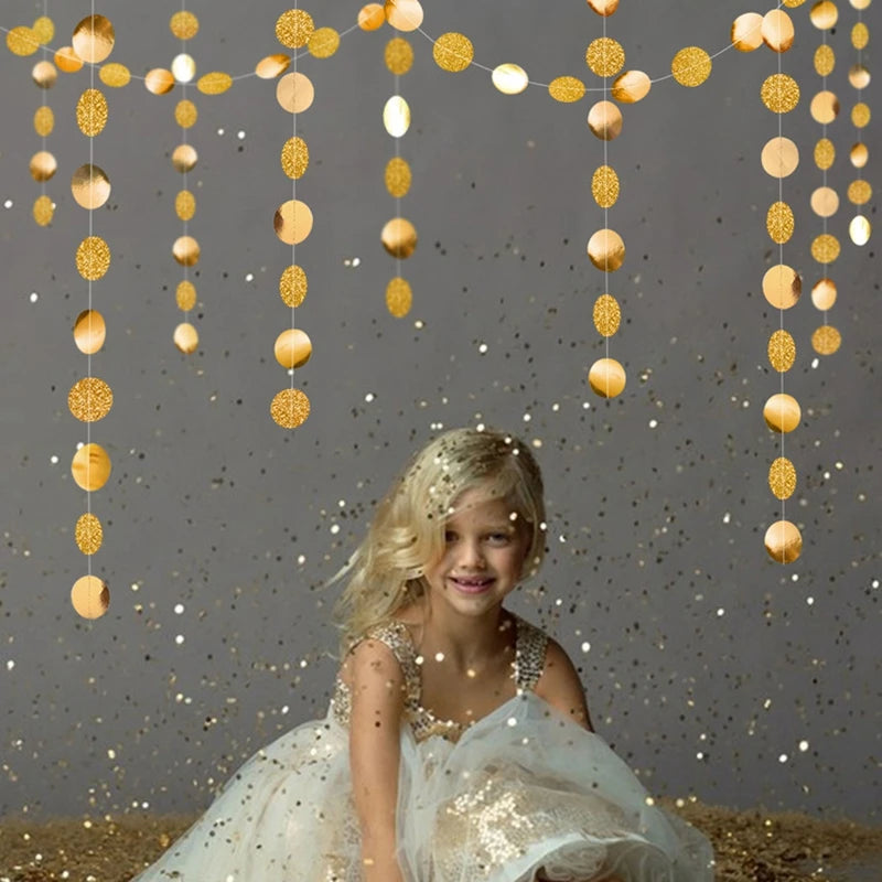 4M Paper Star Round Garland Banner Adult Birthday Party Decorations Kids Boy Girl Baby Shower Hanging Curtain DIY Wedding Decor