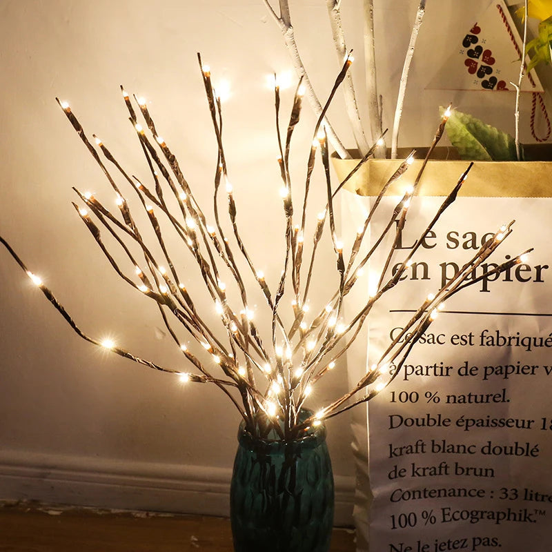 LED Lichterzweig 75cm – 20 LEDs, Batteriebetrieben, Biegbar, für Vase & Deko | 4 Farben