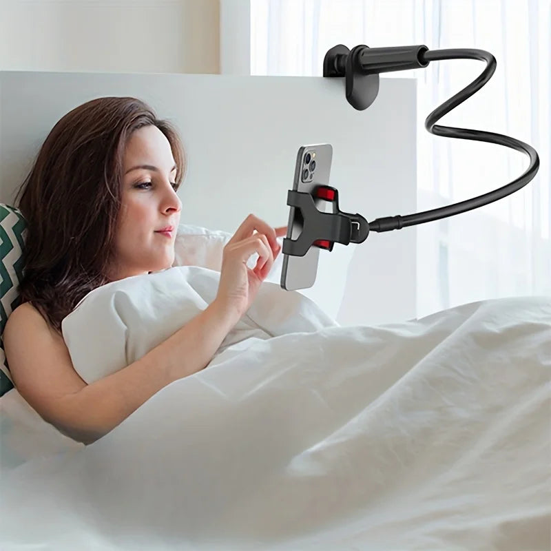 Lazy Night Desktop Cell Phone Clamp Holder, Flexible Long Arm Gooseneck, Lazy Person Mount with Grip, Overhead Live Mount