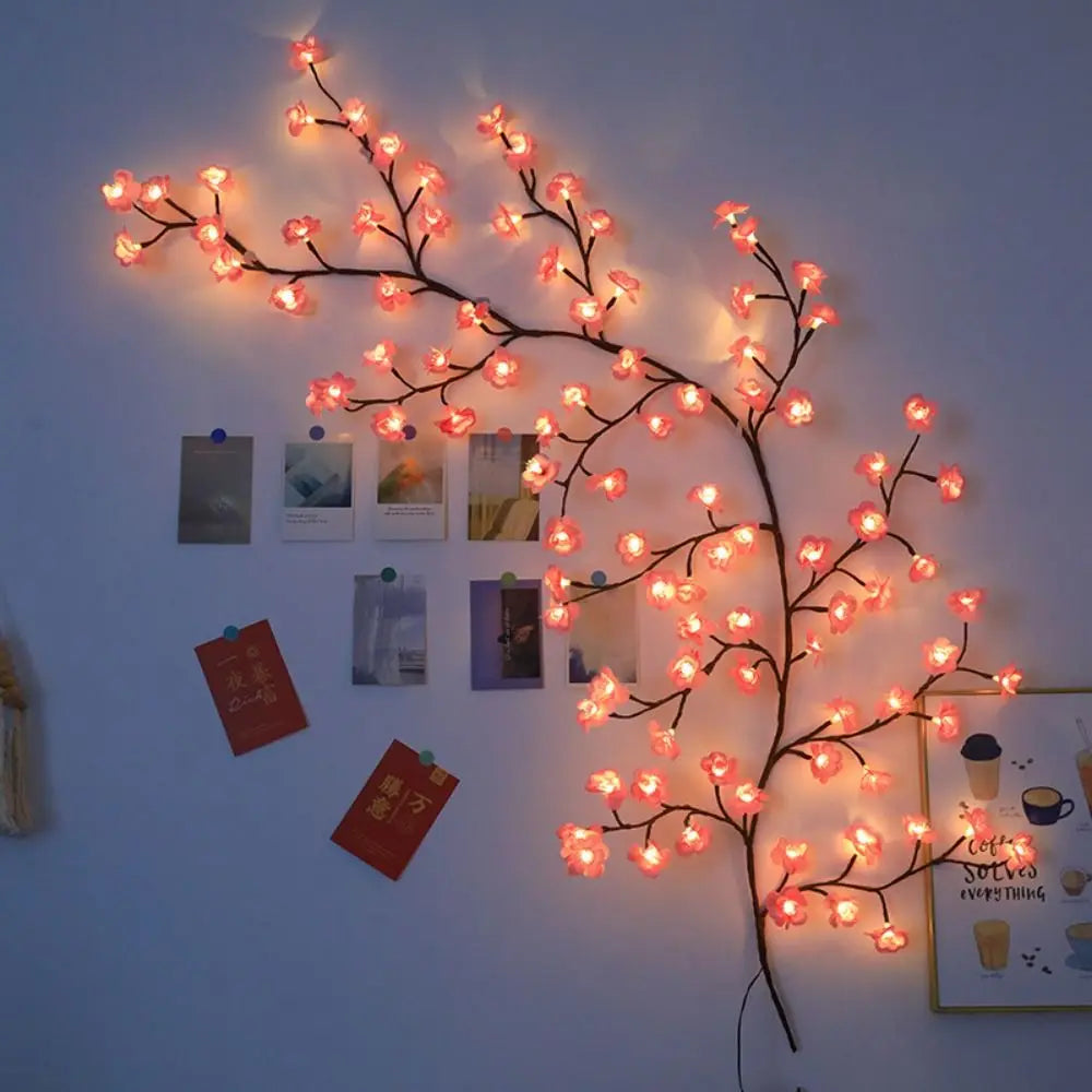 LED Kirschblüten Lichterzweig – Dekorative Wanddeko für Innenräume, USB-betrieben