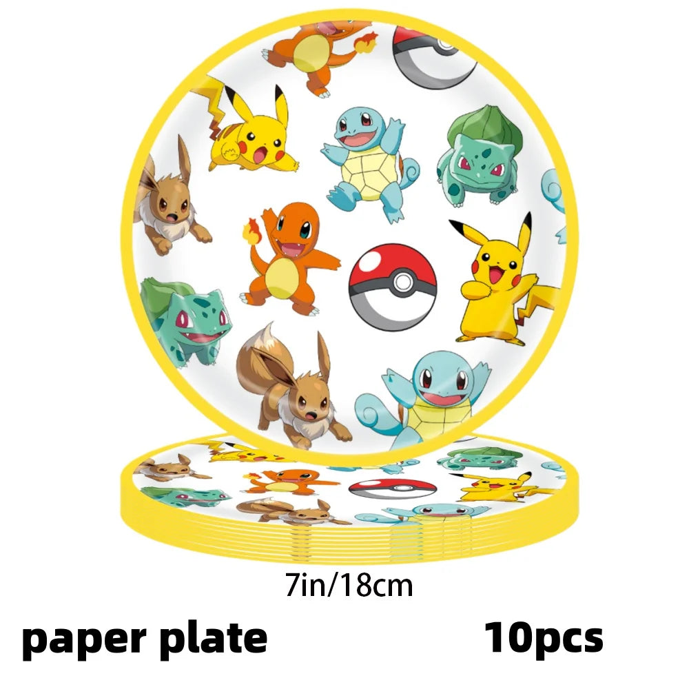 Pokémon Party Set – Pikachu Partygeschirr mit Tellern, Bechern, Servietten & Deko