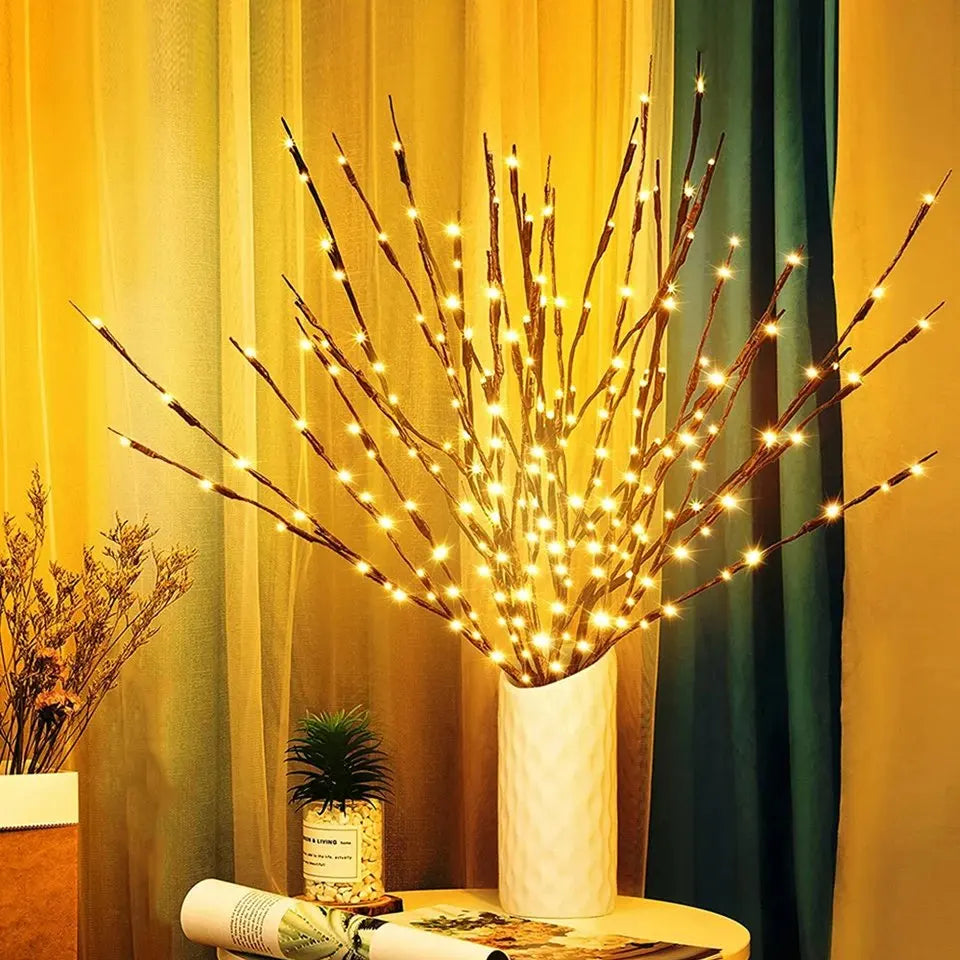 LED Lichterzweig 75cm – 20 LEDs, Batteriebetrieben, Biegbar, für Vase & Deko | 4 Farben