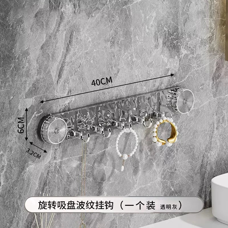 Home Storage Suction Cup Series with 5 Hooks, No Mark, No Punching, Strong Load-Bearing Suction Cup Hooks for Bathroom and Kitchen