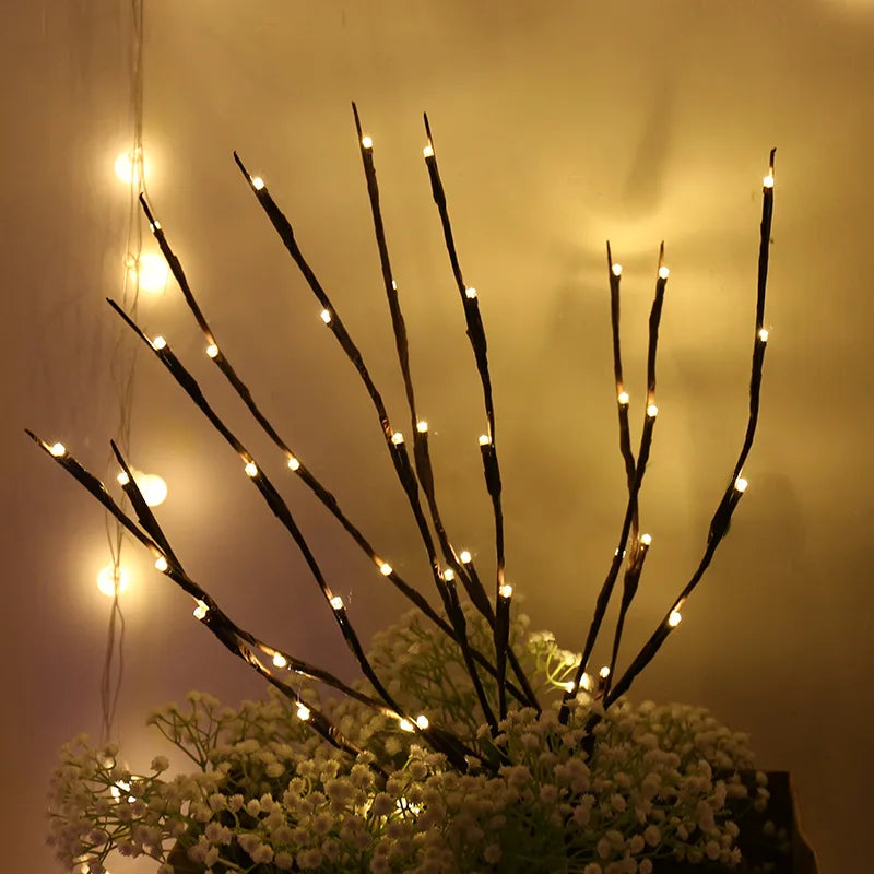 LED Lichterzweig 75cm – 20 LEDs, Batteriebetrieben, Biegbar, für Vase & Deko | 4 Farben