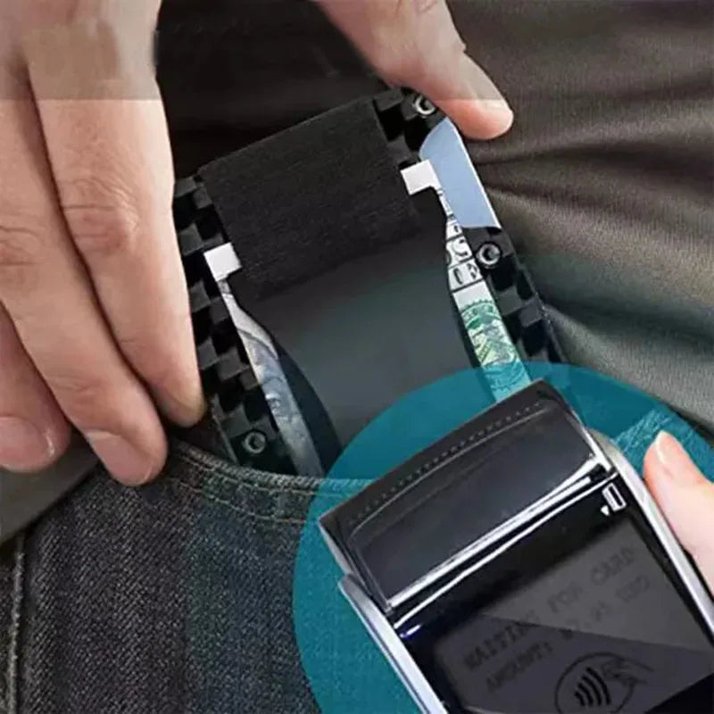 Men's Minimalist Ultra-Thin Carbon Fiber Metal Card Holder, Multi-Language Version RFID Anti-Theft Credit Card Holder