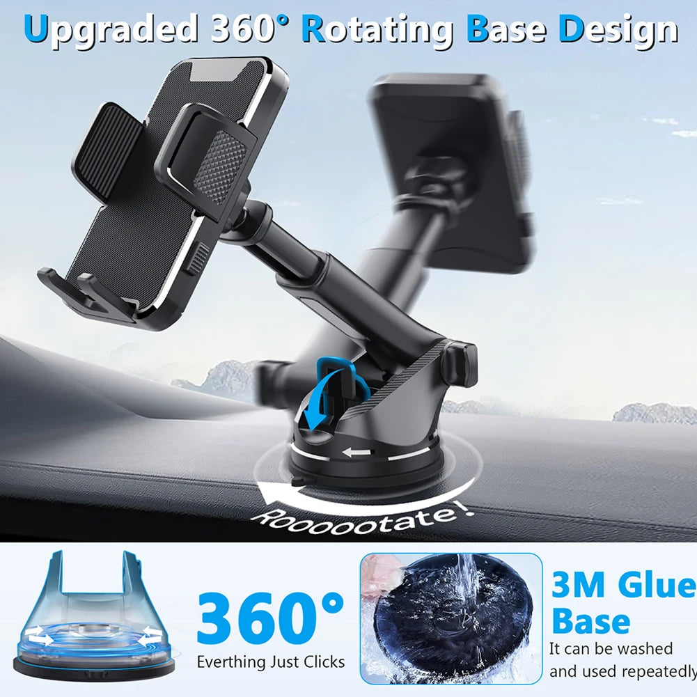 Gravity Sucker Autotelefonhalter 360° °   Rotations-Armaturenbrett, Handy-Ständer, Windschutzscheiben-Telefonhalterung für LKW, Wohnmobile, Fahrzeuge