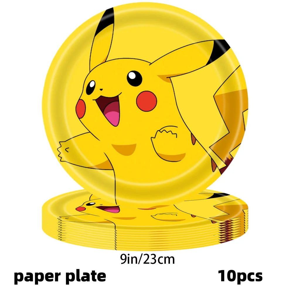 Pokémon Party Set – Pikachu Partygeschirr mit Tellern, Bechern, Servietten & Deko