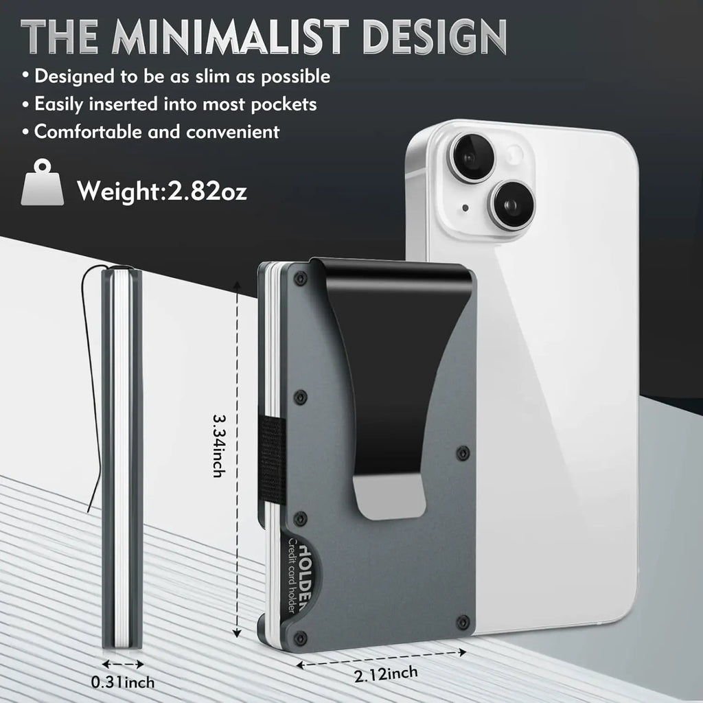 Minimalist Wallet for Men and Women, Slim RFID Wallet, Scratch-Resistant Credit Card Holder and Money Clip, Easily Detachable Money