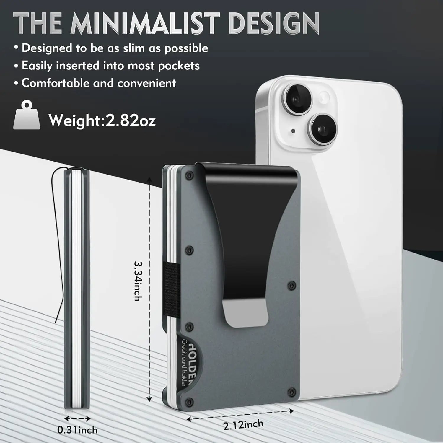 Minimalist Wallet for Men and Women, Slim RFID Wallet, Scratch-Resistant Credit Card Holder and Money Clip, Easily Detachable Money