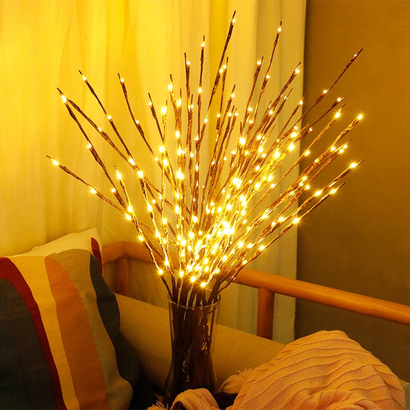 LED Lichterzweig 75cm – 20 LEDs, Batteriebetrieben, Biegbar, für Vase & Deko | 4 Farben