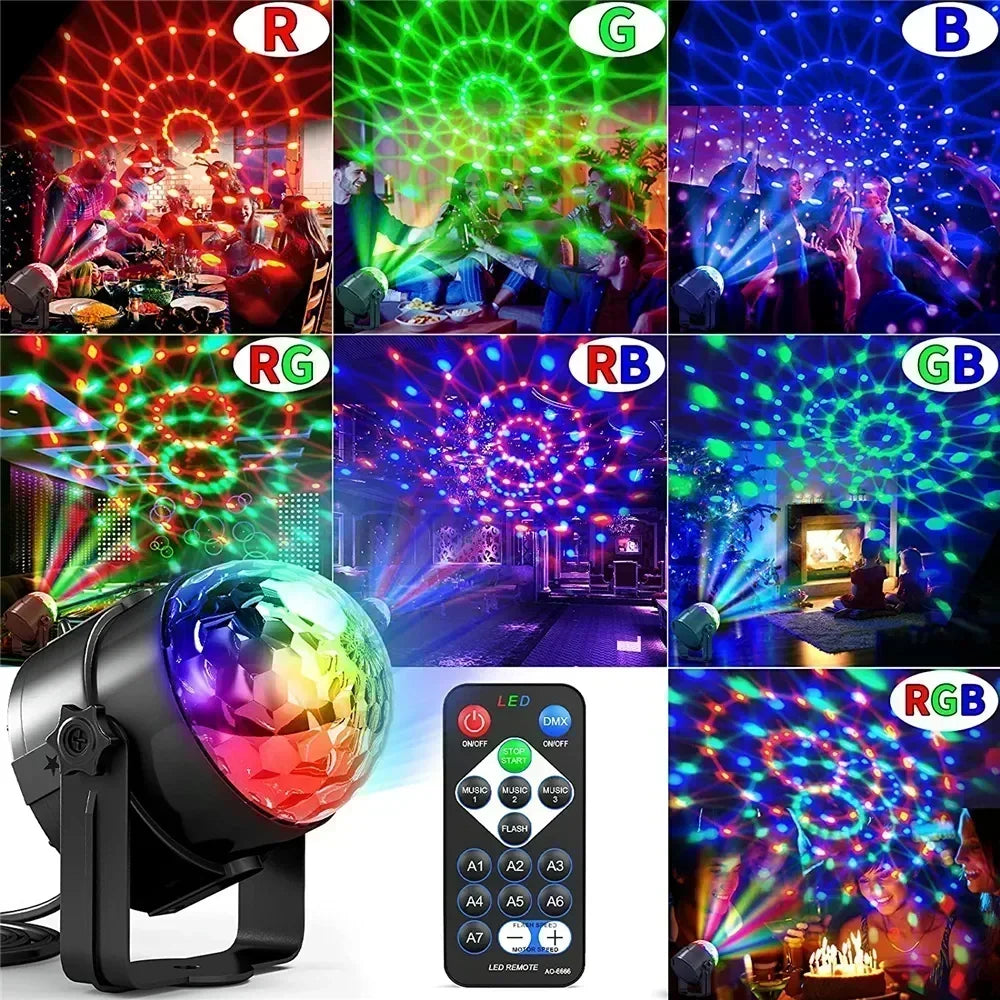RGB Disco Licht mit Fernbedienung – Rotierender LED Stroboskop Ball für Party, Club & Weihnachten