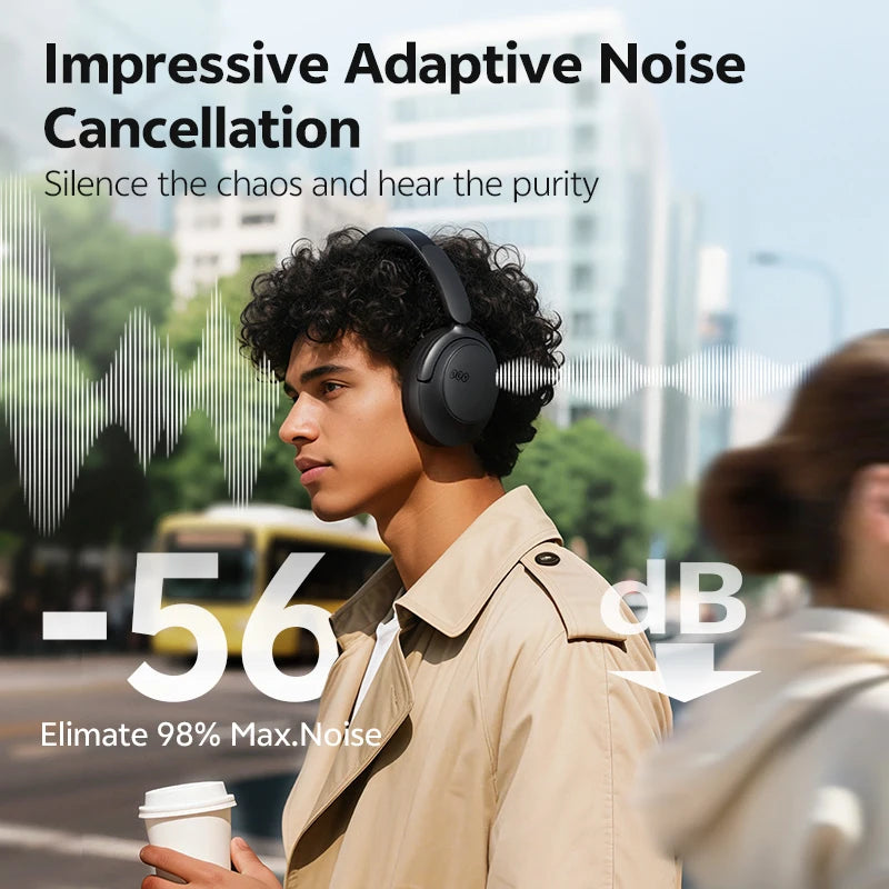 QCY H3S -56dB Adaptive ANC Over-Ear Headphones Hi-Res LDAC Spatial Sound Wireless Headphones Bluetooth 6.0 Dual Driver 102H Headset