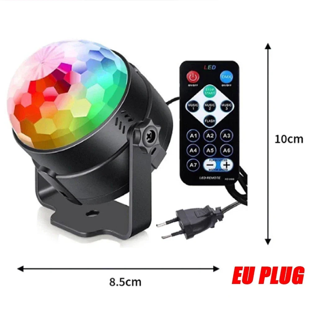 RGB Disco Licht mit Fernbedienung – Rotierender LED Stroboskop Ball für Party, Club & Weihnachten