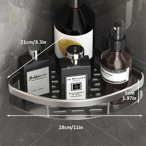 Duscheckregal ohne Bohren – Aluminium Wandregal für Bad, Shampoo & Zubehör | Schwarz & Silber