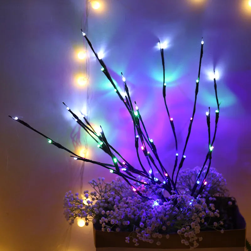 LED Lichterzweig 75cm – 20 LEDs, Batteriebetrieben, Biegbar, für Vase & Deko | 4 Farben