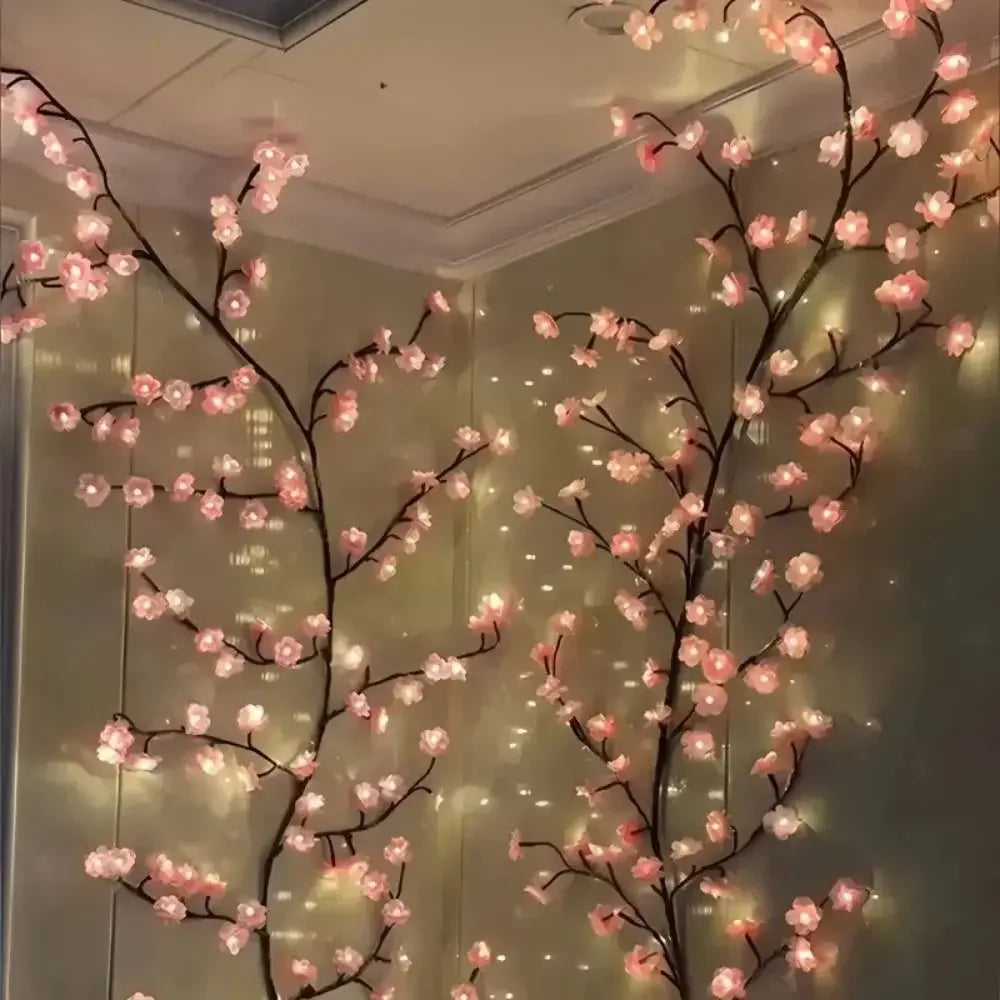 LED Kirschblüten Lichterzweig – Dekorative Wanddeko für Innenräume, USB-betrieben