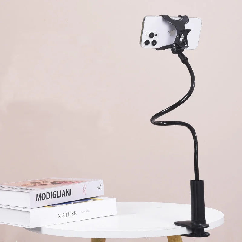 Lazy Night Desktop Cell Phone Clamp Holder, Flexible Long Arm Gooseneck, Lazy Person Mount with Grip, Overhead Live Mount