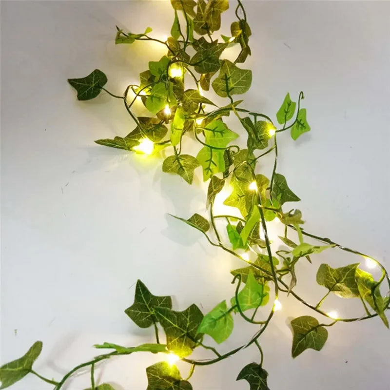 Flower Green Leaf String Lights Artificial Vine Fairy Lights Battery Operated Christmas Tree Garland Light for Wedding Home Decor