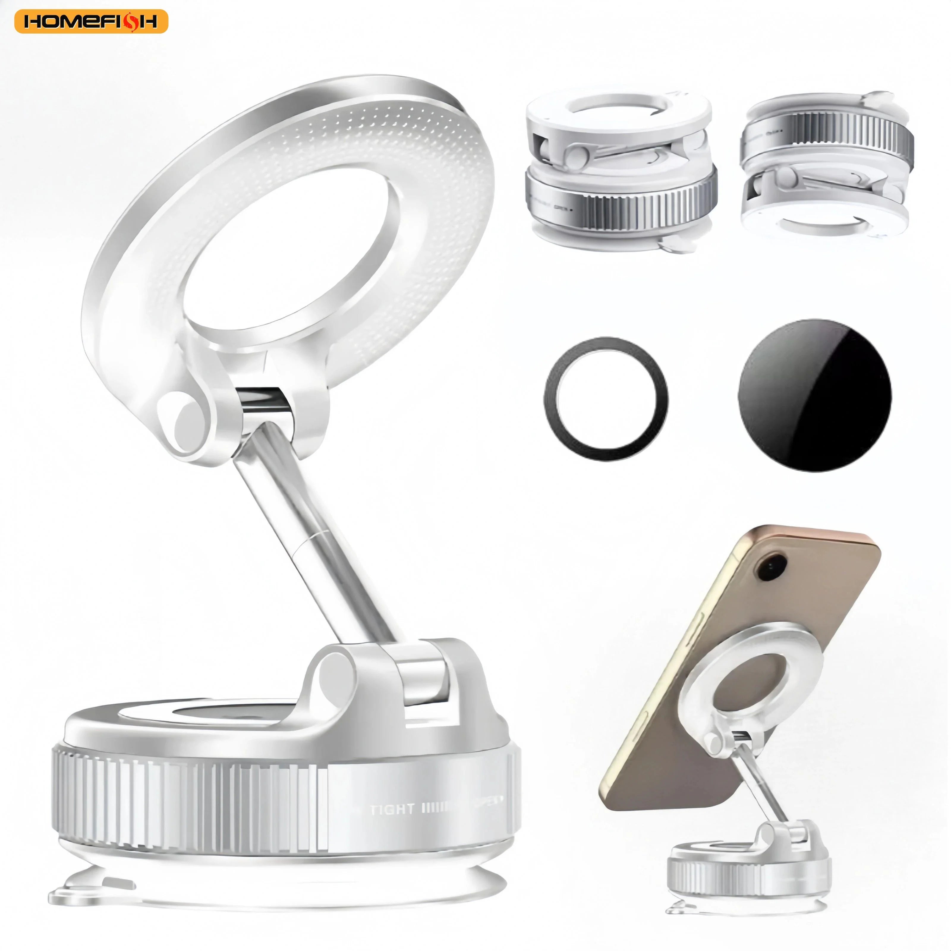 HOMEFISH K007 Magnetic Phone Holder – 360° Three-Axis Rotation, Multi-Scenario Mount