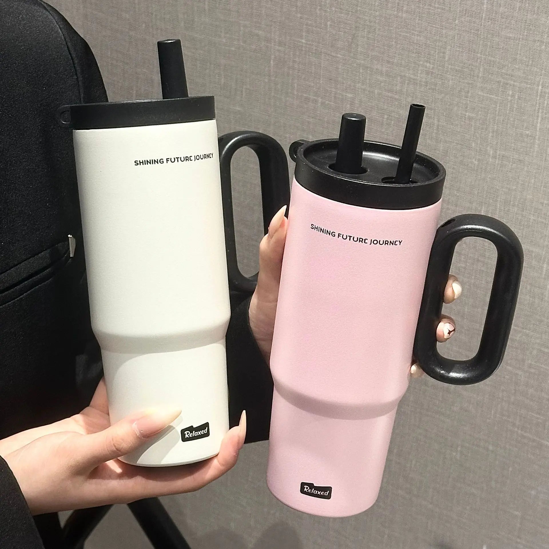 Edelstahl Thermosbecher 720ml – Mit Strohhalm & Griff, Vakuumisoliert für Kaffee & Reisen
