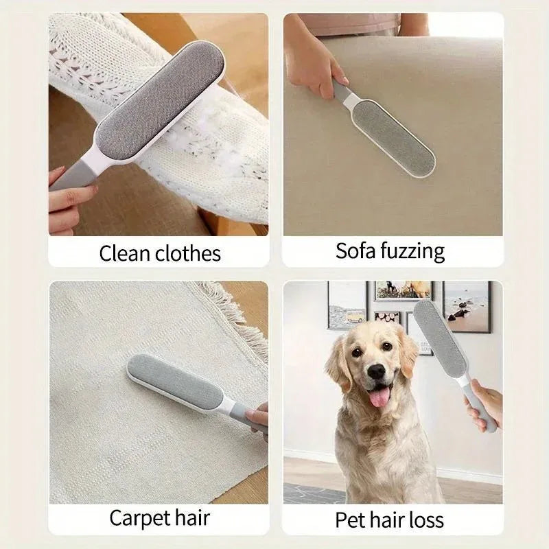 Double-sided pet hair remover, manual electrostatic sticky lint brush, for cats, clothes, sofas, furniture, carpet cleaning