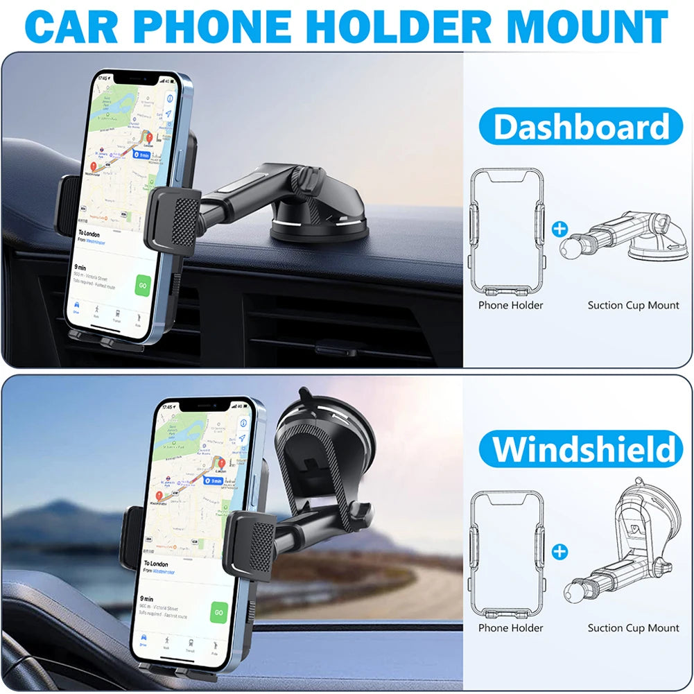 Gravity Sucker Autotelefonhalter 360° °   Rotations-Armaturenbrett, Handy-Ständer, Windschutzscheiben-Telefonhalterung für LKW, Wohnmobile, Fahrzeuge