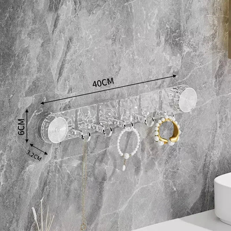 Home Storage Suction Cup Series with 5 Hooks, No Mark, No Punching, Strong Load-Bearing Suction Cup Hooks for Bathroom and Kitchen