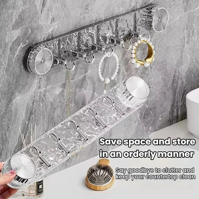 Home Storage Suction Cup Series with 5 Hooks, No Mark, No Punching, Strong Load-Bearing Suction Cup Hooks for Bathroom and Kitchen