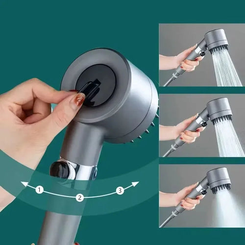 Duschkopf mit 3 Einstellungen – Druckerhöhend, Massagefunktion & Filter | ABS