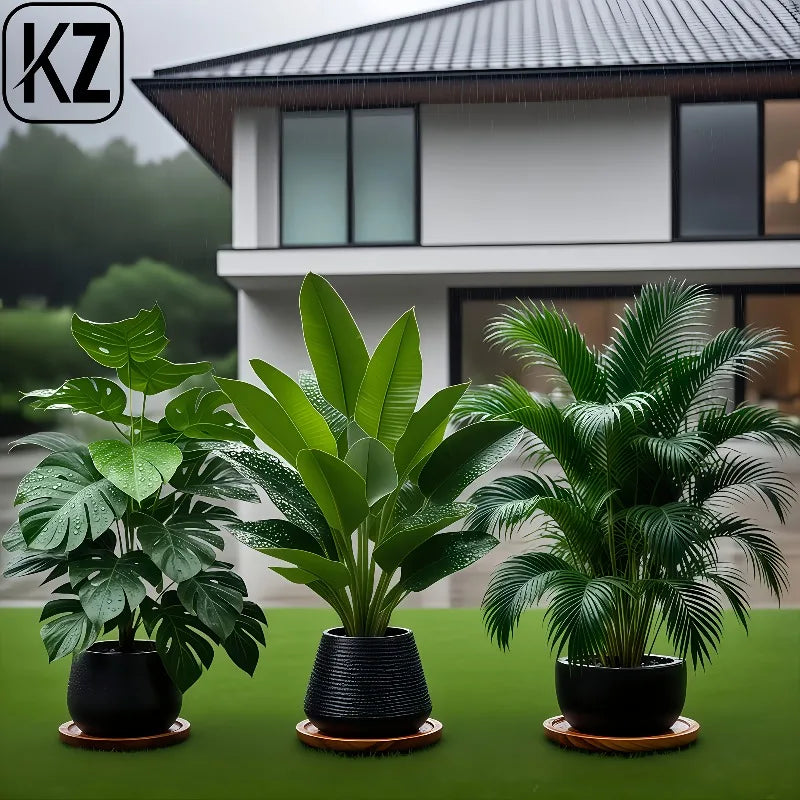 3-piece Artificial Plant Set, Lush Banana Tree, Monstera Palm for Home, Wedding, Garden, Balcony, Office, Decoration