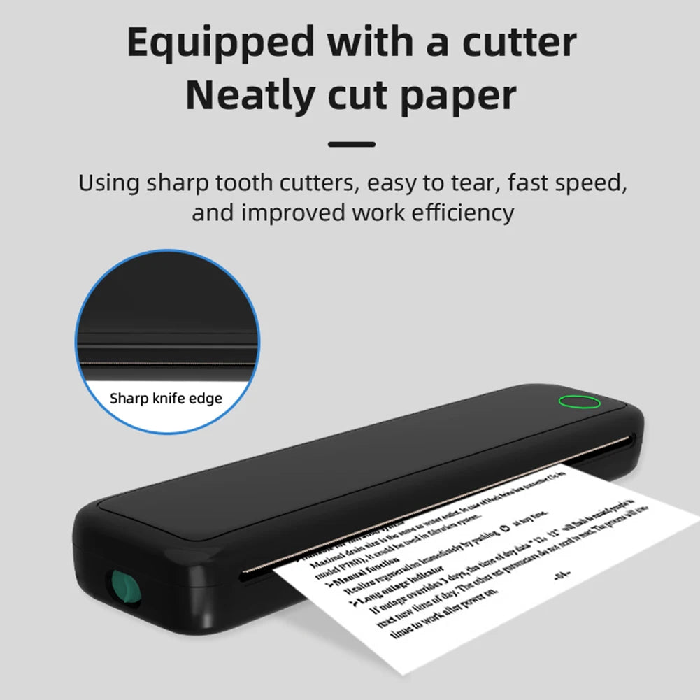 New Portable Mini A4 Printer Inkless Printing, A4 Thermal Printer for Phone, PC, Tattoo Transfer Printer or 5pcs Thermal Paper Rolls