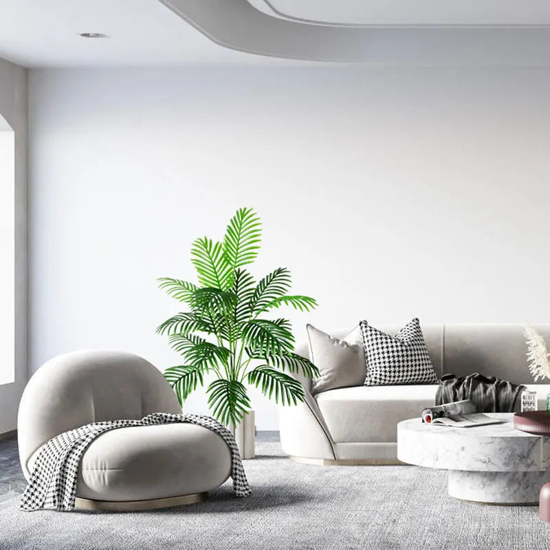 68-113cm Artificial Palm Tree, Tropical Fake Plants, Green Plastic Palm Leaves, Large Monstera Tree Branch for Home and Garden Decoration
