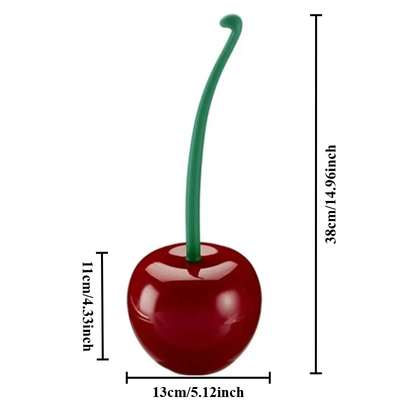 Red toilet brush with holder, bathroom accessory, creative, pretty cherry-shaped toilet brush set
