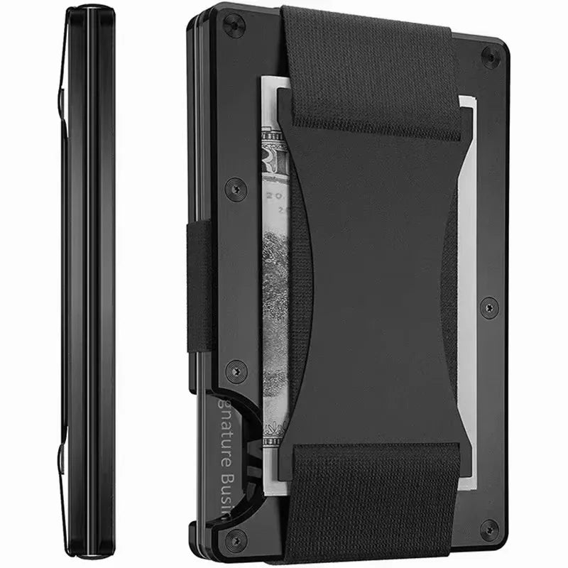 Men's Minimalist Ultra-Thin Carbon Fiber Metal Card Holder, Multi-Language Version RFID Anti-Theft Credit Card Holder