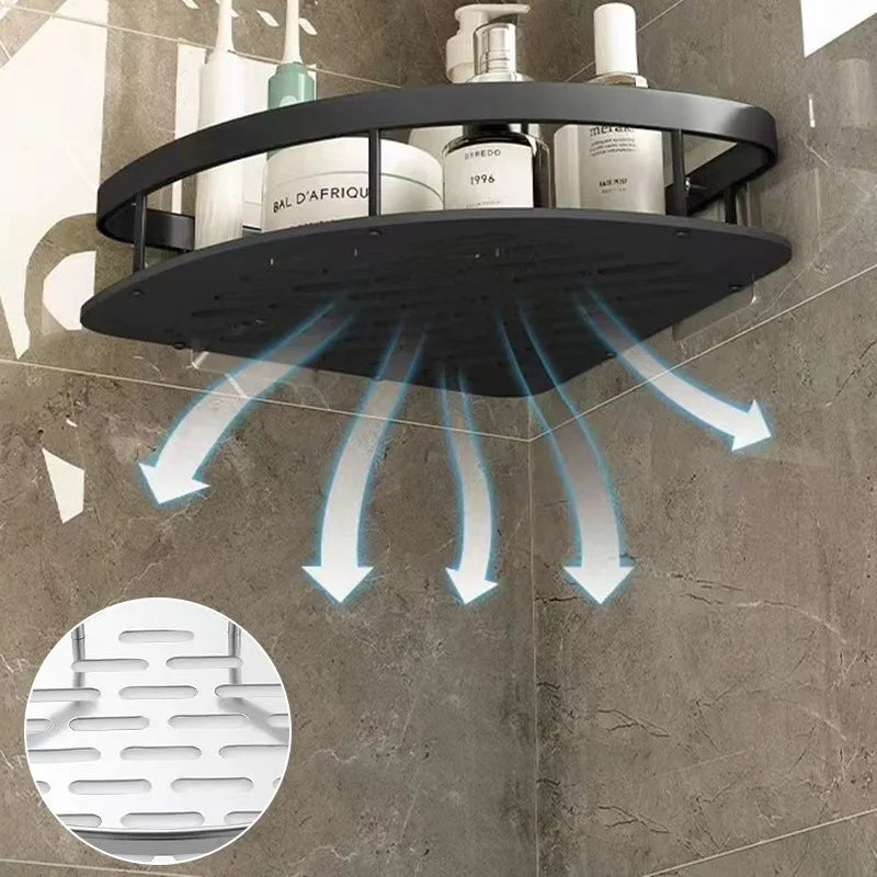 Duscheckregal ohne Bohren – Aluminium Wandregal für Bad, Shampoo & Zubehör | Schwarz & Silber