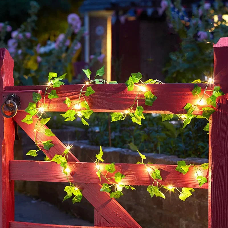 Flower Green Leaf String Lights Artificial Vine Fairy Lights Battery Operated Christmas Tree Garland Light for Wedding Home Decor