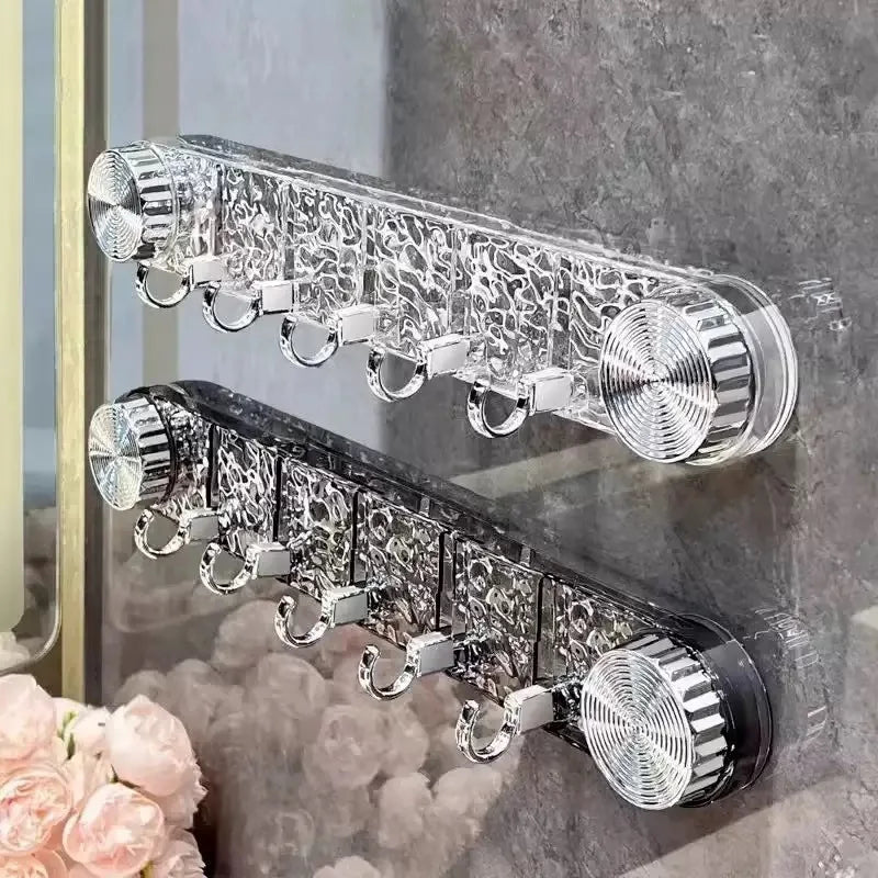 Home Storage Suction Cup Series with 5 Hooks, No Mark, No Punching, Strong Load-Bearing Suction Cup Hooks for Bathroom and Kitchen