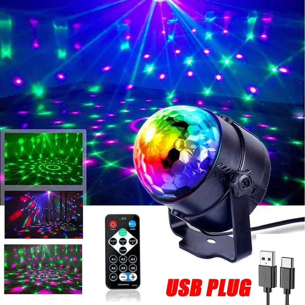 RGB Disco Licht mit Fernbedienung – Rotierender LED Stroboskop Ball für Party, Club & Weihnachten