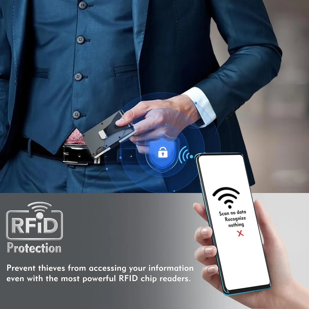 Minimalist Wallet for Men and Women, Slim RFID Wallet, Scratch-Resistant Credit Card Holder and Money Clip, Easily Detachable Money