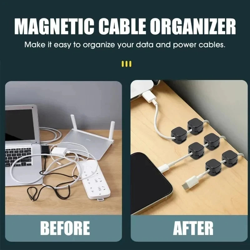 Magnetic Cable Clip, Cable Holder, Self-Adhesive Wire Holder, Cable Organizer for Home Office Under Desk