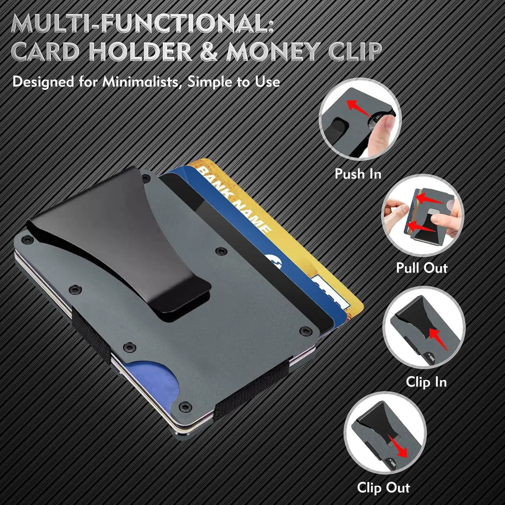 Minimalist Wallet for Men and Women, Slim RFID Wallet, Scratch-Resistant Credit Card Holder and Money Clip, Easily Detachable Money