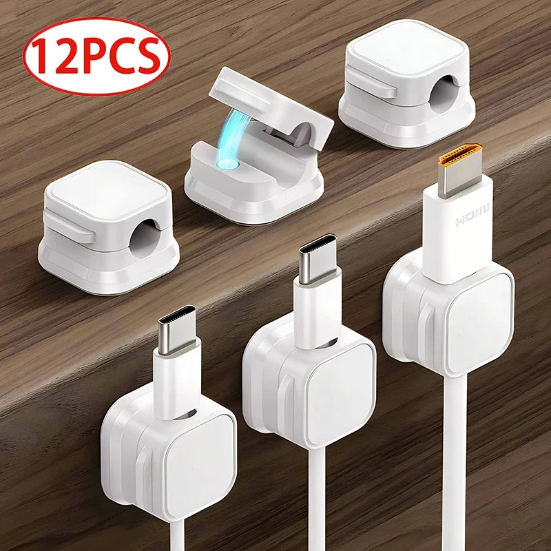 Magnetic Cable Clip, Cable Holder, Self-Adhesive Wire Holder, Cable Organizer for Home Office Under Desk